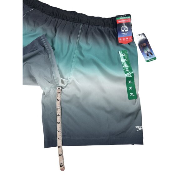 Speedo Tech Volley Swim Trunks Men's XL Black Teal White Ombre Comfort Liner NEW - Picture 7 of 9